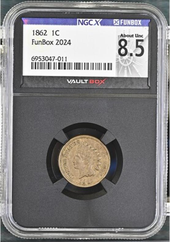 1862 1C NGCX ABOUT UNC 8.5 FRONT