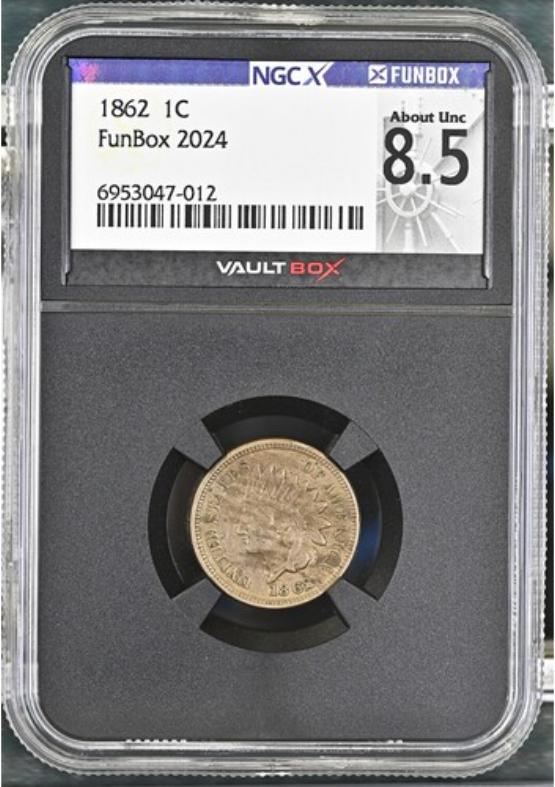 1862 1C NGCX ABOUT UNC 8.5 FRONT