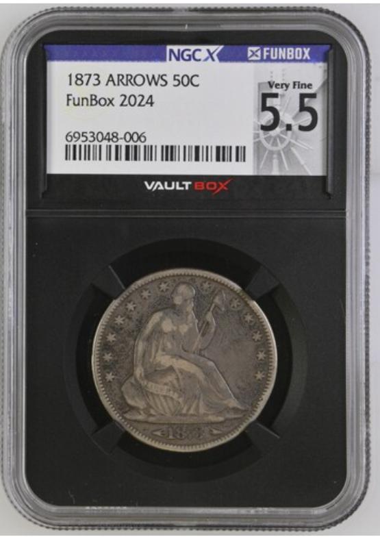 1873 ARROWS 50C NGCX VERY FINE 5.5 FRONT