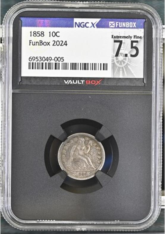 1858 10C NGCX EXTREMELY FINE 7.5 FRONT