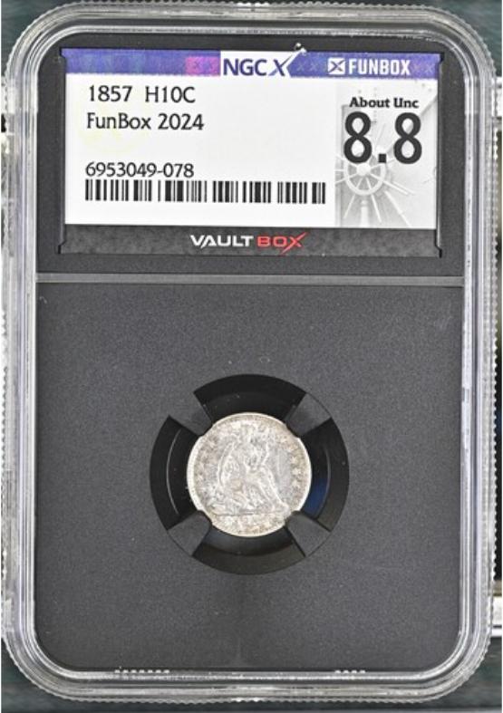 1857 H10C NGCX ABOUT UNC 8.8 FRONT