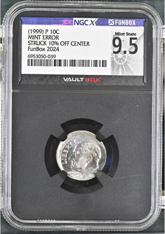 -1999 P MINT ERROR STRUCK 10% OFF CENTER 10C NGCX MINT STATE 9.5 FRONT