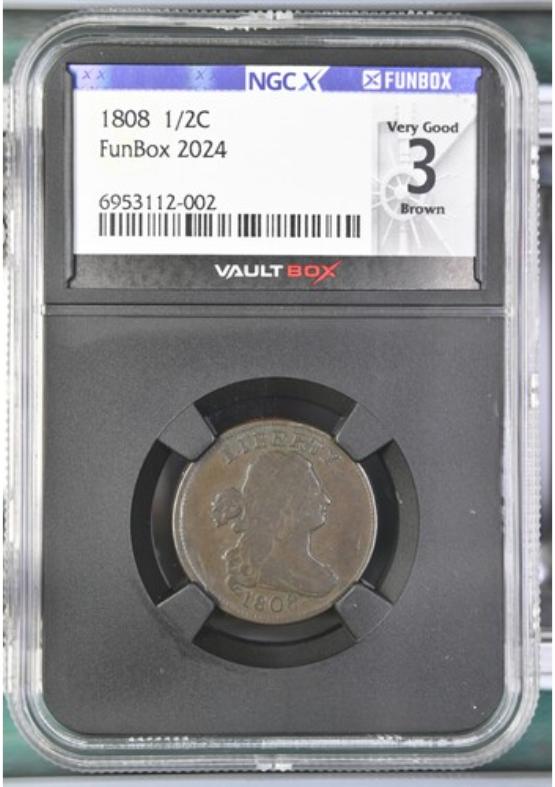 1808 1/2C NGCX VERY GOOD 3 BROWN FRONT