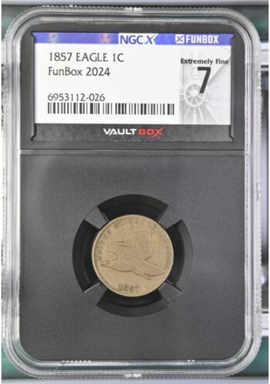 1857 EAGLE 1C NGCX EXTREMELY FINE 7 FRONT