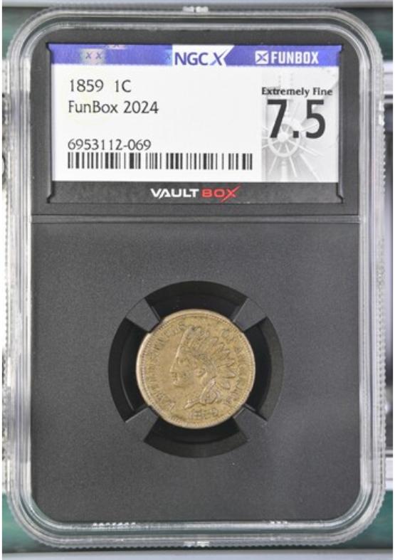 1859 1C NGCX EXTREMELY FINE 7.5 FRONT