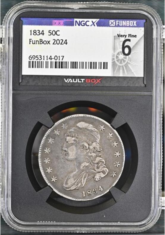 1834 50C NGCX VERY FINE 6 FRONT