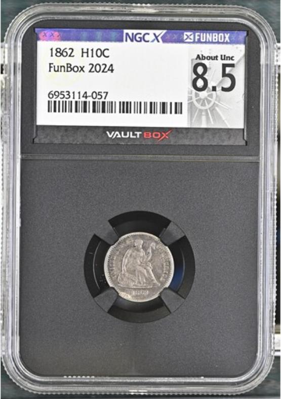 1862 H10C NGCX ABOUT UNCIRCULATED 8.5 Front