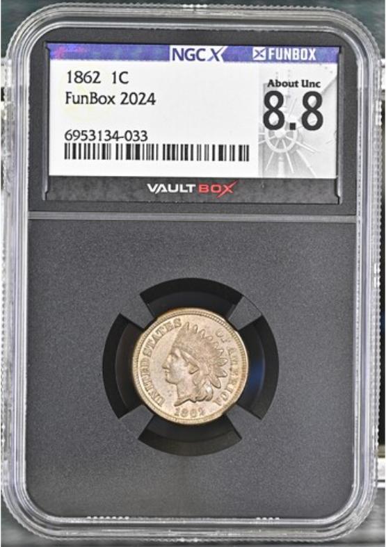 1862 1C NGCX ABOUT UNC 8.8 FRONT