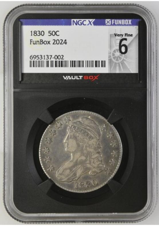 1830 50C NGCX VERY FINE 6 FRONT