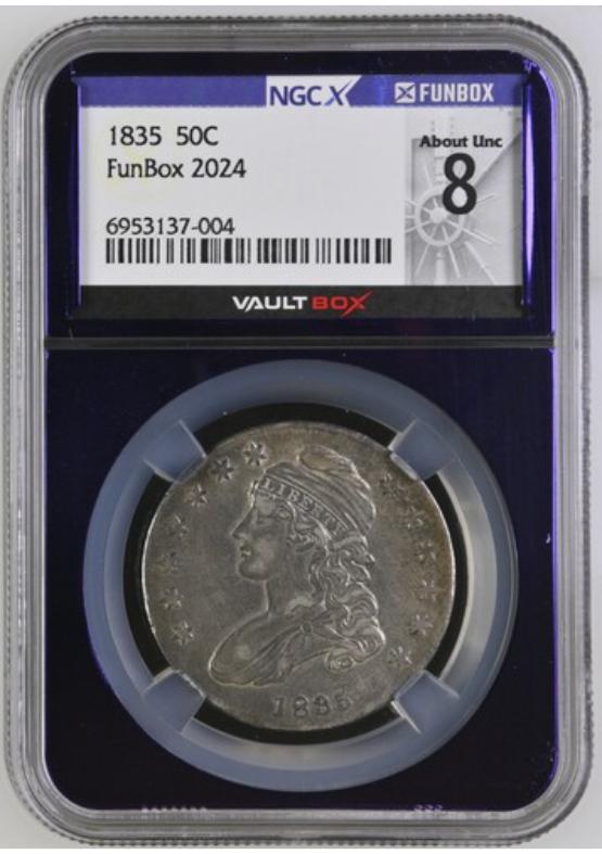 1835 50C NGCX ABOUT UNC 8 FRONT