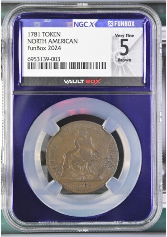 1781 NORTH AMERICAN TOKEN NGCX VERY FINE 5 BROWN FRONT