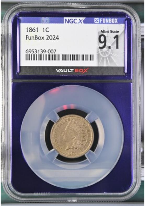 1861 1C NGCX MINT STATE 9.1 FRONT