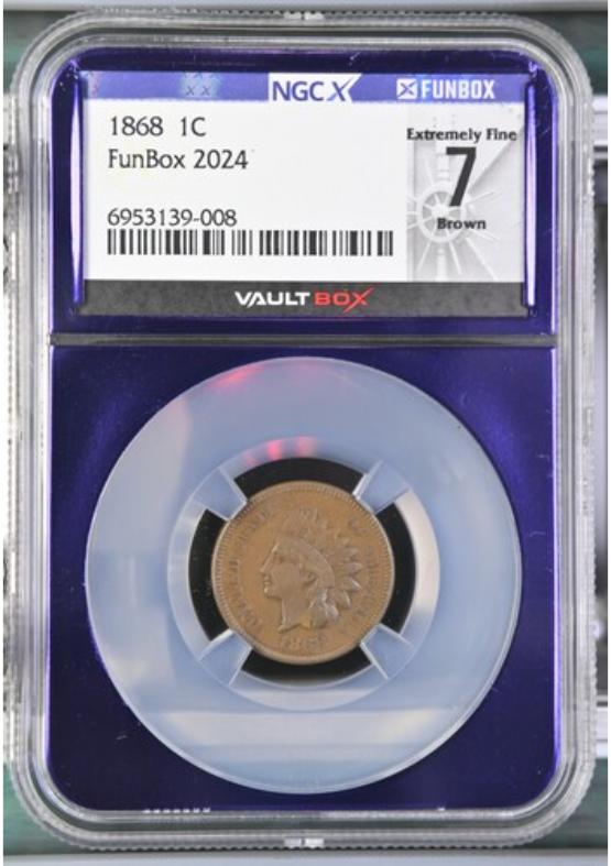 1868 1C NGCX EXTREMELY FINE 7 BROWN FRONT