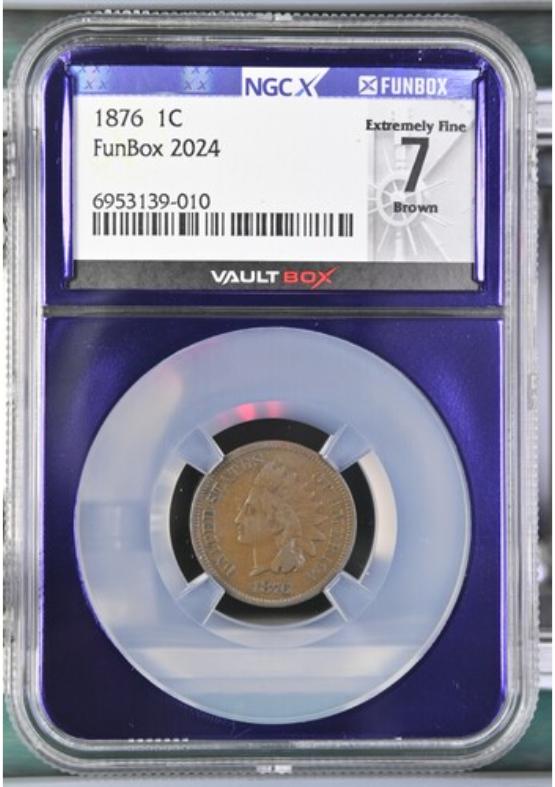 1876 1C NGCX EXTREMELY FINE 7 BROWN FRONT