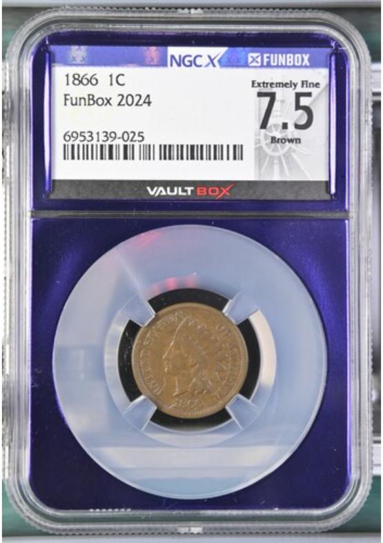 1866 1C NGCX EXTREMELY FINE 7.5 BROWN FRONT