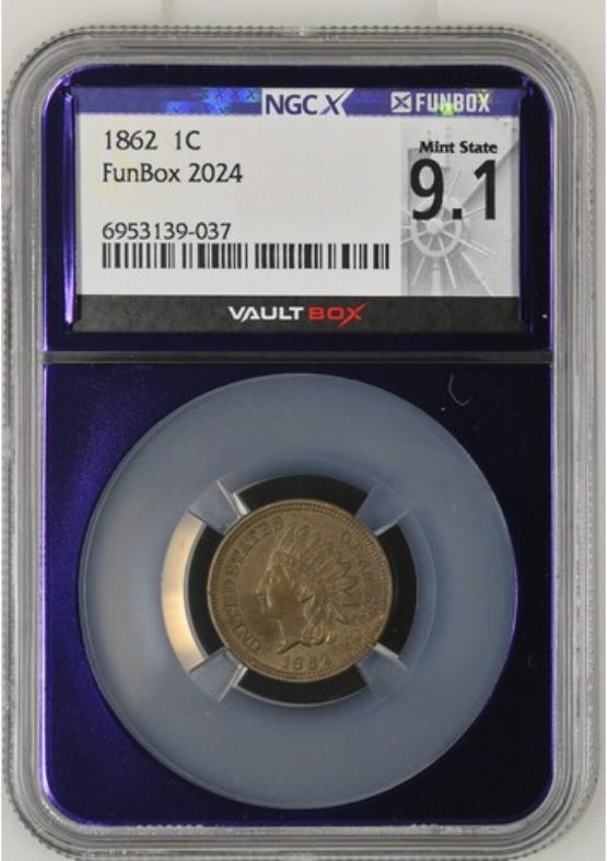 1862 1C NGCX MINT STATE 9.1 FRONT