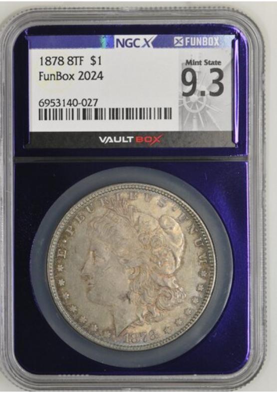1878 8TF $1 NGCX MINT STATE 9.3 FRONT
