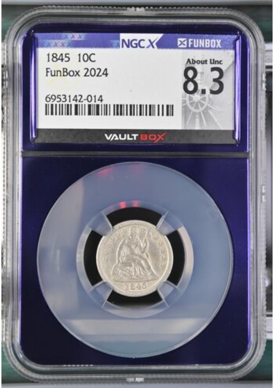 1845 10C NGCX ABOUT UNC 8.3 FRONT