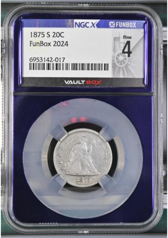 1875-S 20C NGCX FINE 4 FRONT