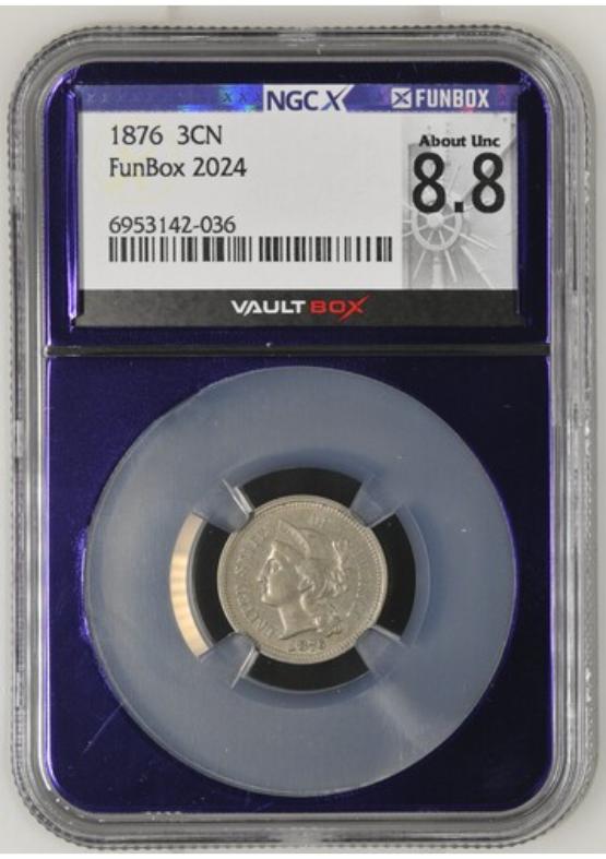 1876 3CN NGCX ABOUT UNC 8.8 FRONT
