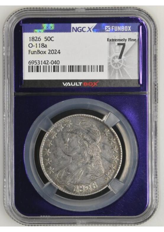 1826 O-118A 50C NGCX EXTREMELY FINE 7 FRONT