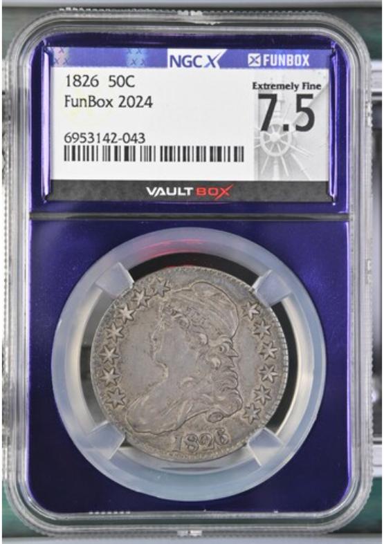 1826 50C NGCX EXTREMELY FINE 7.5 FRONT