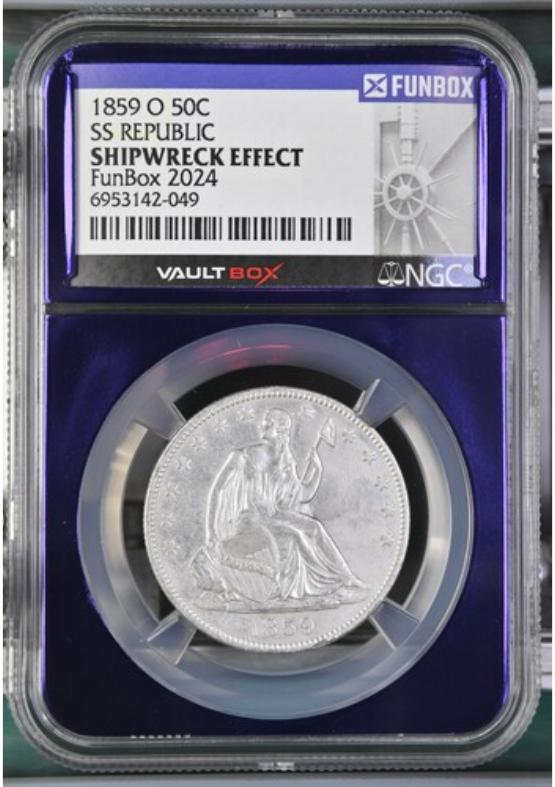 1859-O SS REPUBLIC 50C NGC SHIPWRECK EFFECT FRONT