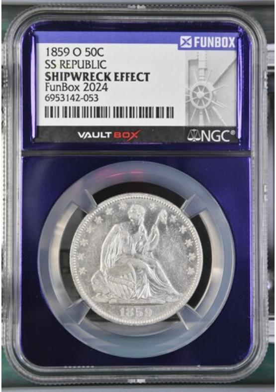 1859-O SS REPUBLIC 50C NGC SHIPWRECK EFFECT FRONT