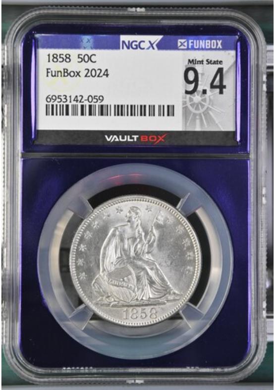 1858 50C NGCX MINT STATE 9.4 FRONT