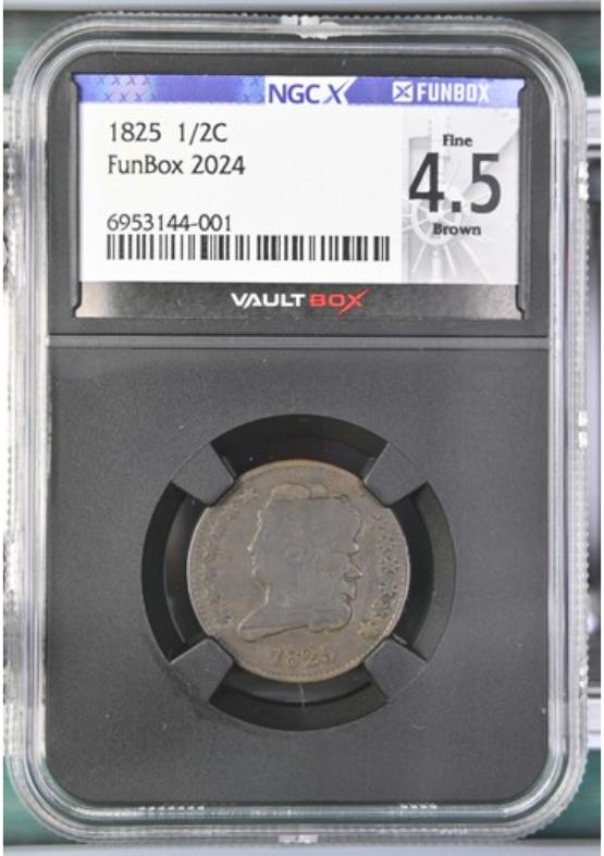 1825 1/2C NGCX FINE 4.5 BROWN FRONT