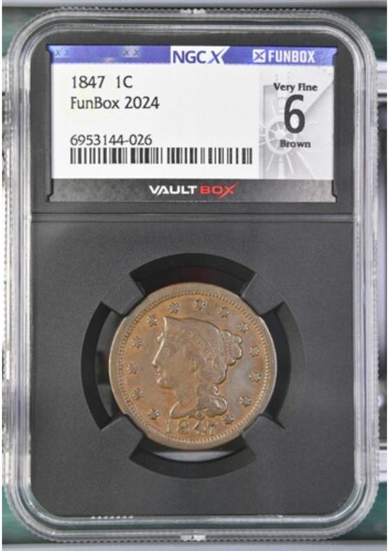 1847 1C NGCX VERY FINE 6 BROWN FRONT