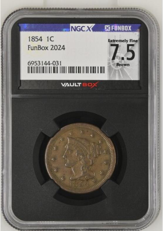1854 1C NGCX EXTREMELY FINE 7.5 BROWN FRONT