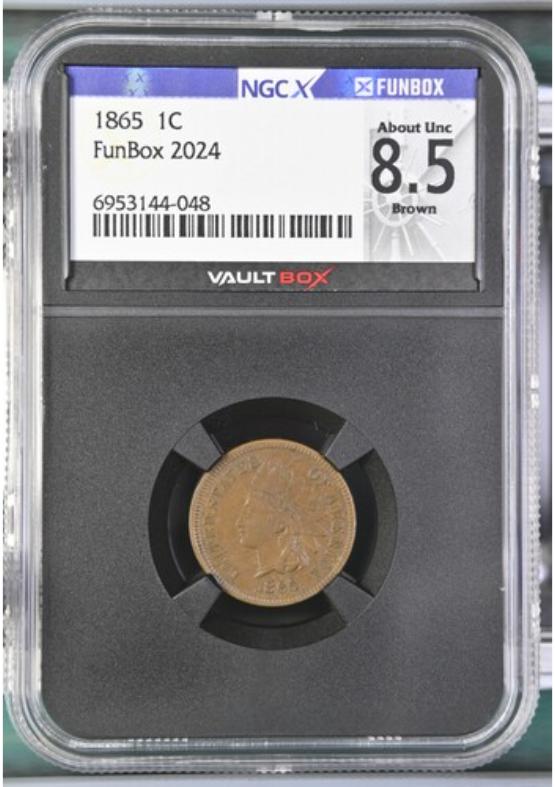 1865 1C NGCX ABOUT UNC 8.5 BROWN FRONT