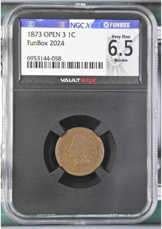 1873 OPEN 3 1C NGCX VERY FINE 6.5 BROWN FRONT