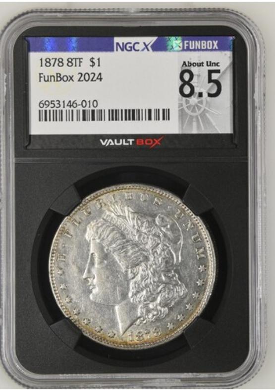 1878 8TF $1 NGCX ABOUT UNC 8.5 FRONT