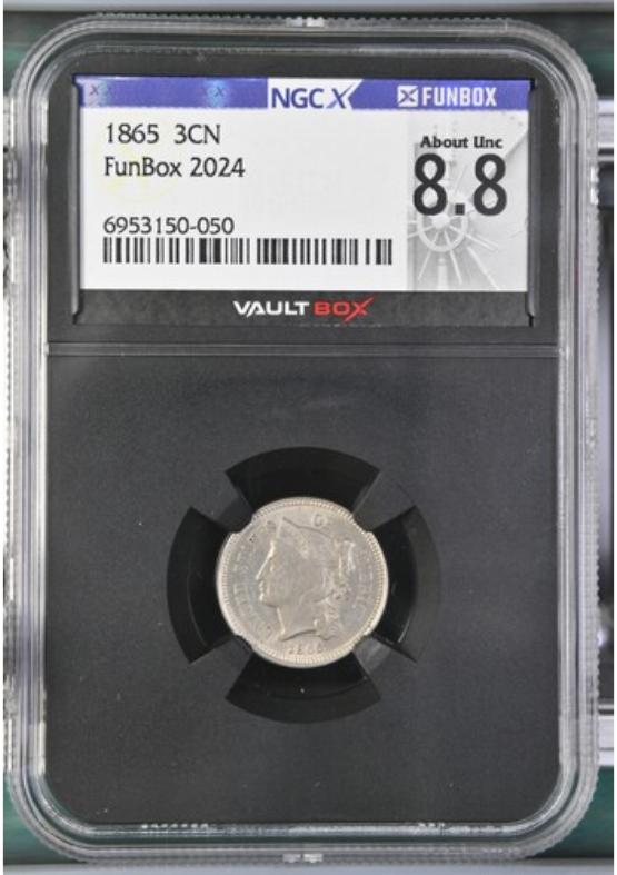 1865 3CN NGCX ABOUT UNC 8.8 FRONT