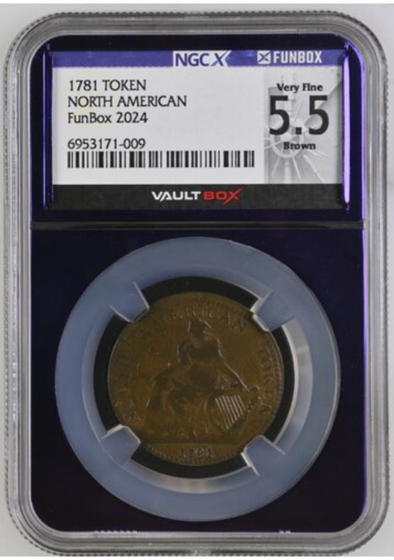 1781 NORTH AMERICAN TOKEN NGCX VERY FINE 5.5 BROWN FRONT