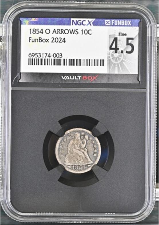 1854-O ARROWS 10C NGCX FINE 4.5 FRONT