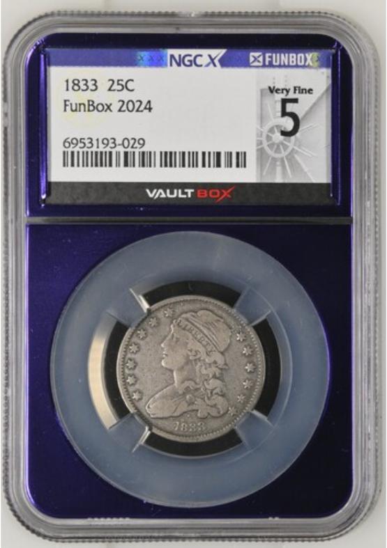 1833 25C NGCX VERY FINE 5 FRONT