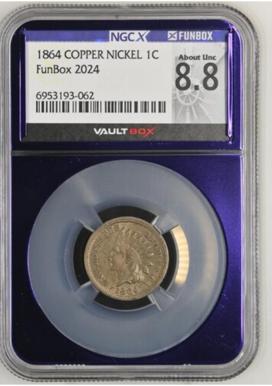 1864 COPPER NICKEL 1C NGCX ABOUT UNC 8.8 FRONT