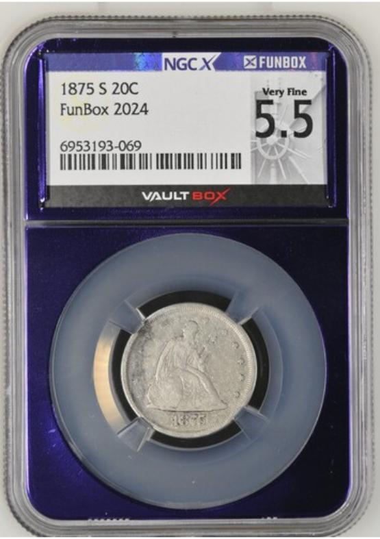 1875-S 20C NGCX VERY FINE 5.5 FRONT