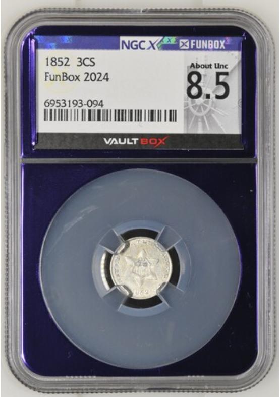 1852 3CS NGCX ABOUT UNC 8.5 FRONT