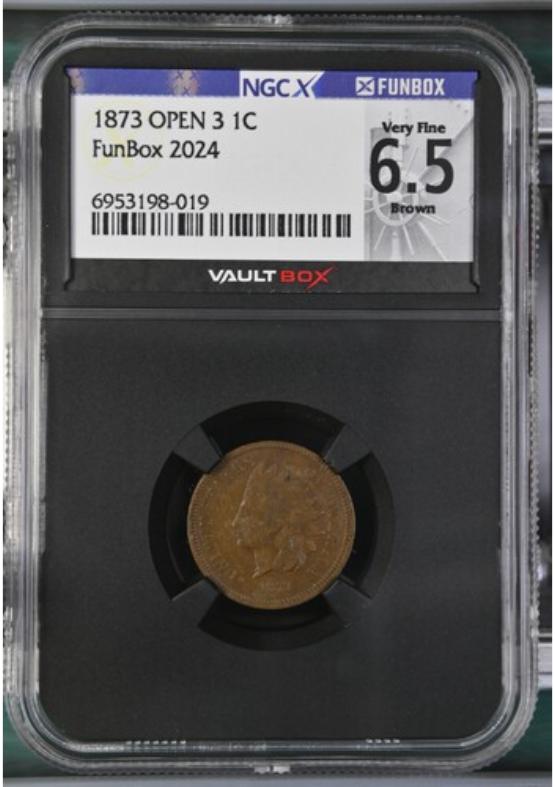 1873 OPEN 3 1C NGCX VERY FINE 6.5 BROWN FRONT