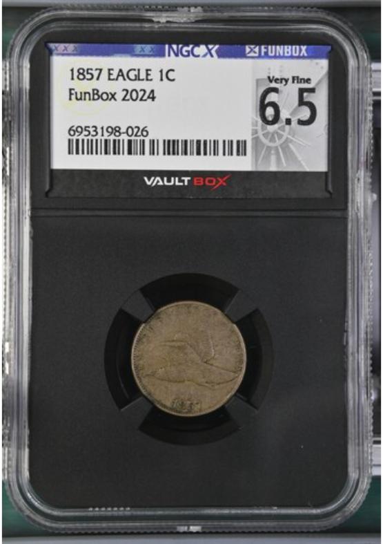 1857 EAGLE 1C NGCX VERY FINE 6.5 FRONT