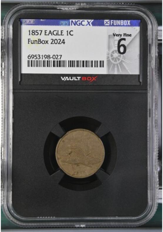 1857 EAGLE 1C NGCX VERY FINE 6 FRONT