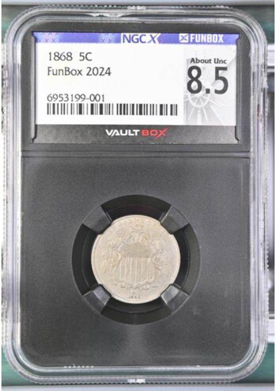 1868 5C NGCX ABOUT UNC 8.5 FRONT