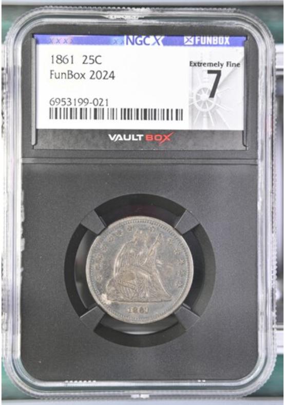 1861 25C NGCX EXTREMELY FINE 7 FRONT