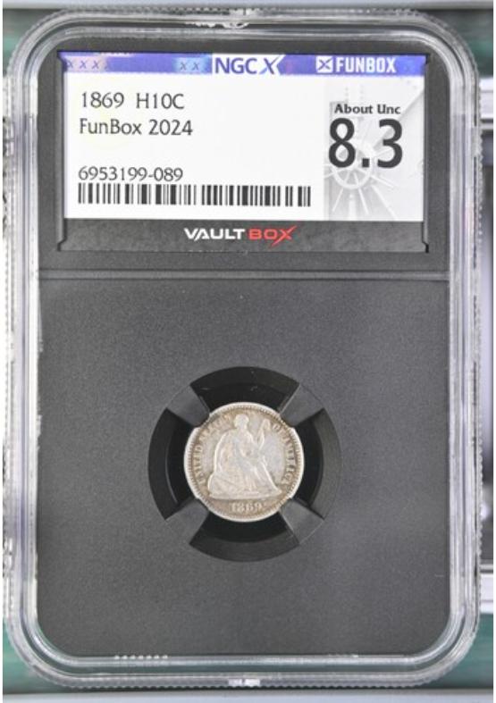 1869 H10C NGCX ABOUT UNCIRCULATED 8.3 Front