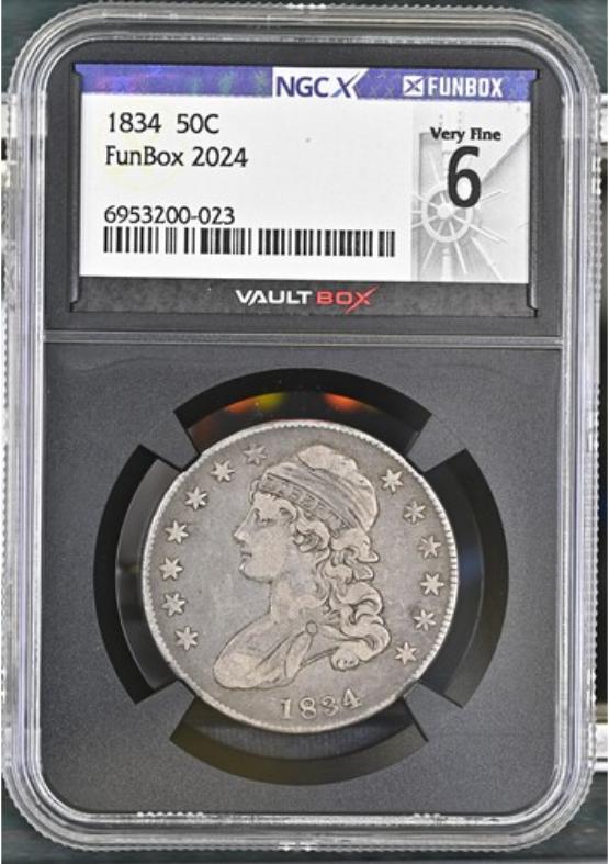 1834 50C NGCX VERY FINE 6 FRONT