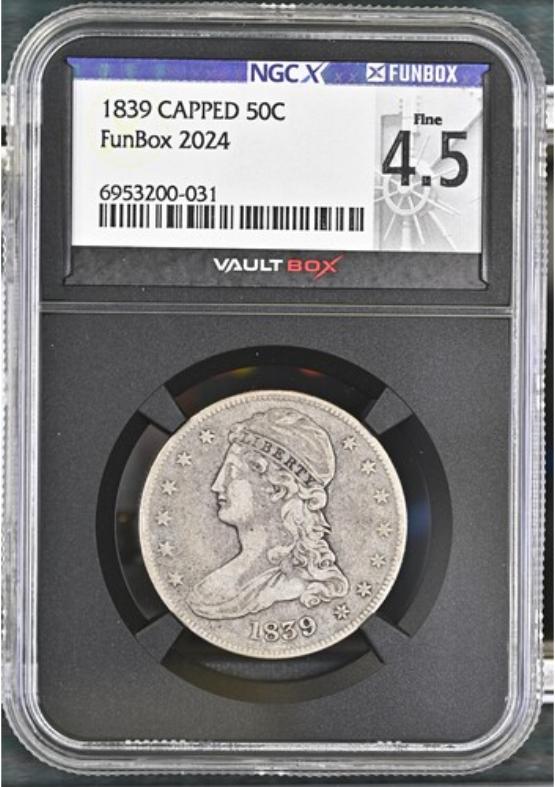 1839 CAPPED 50C NGCX FINE 4.5 FRONT